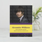 Couleur violet/jaune de l'école rayures Invitation (Debout devant)