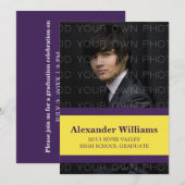 Couleur violet/jaune de l'école rayures Invitation (Devant / Derrière)