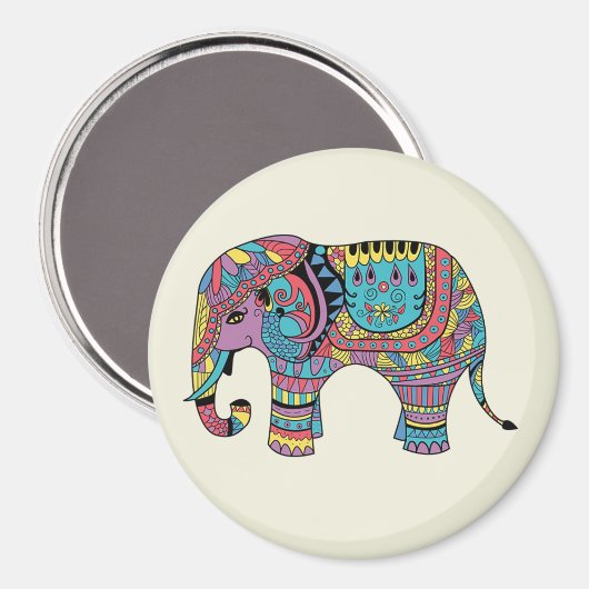 Couleur vive Mandala Elephant Magnet (Recto/Verso)