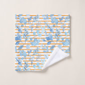 Couleurs adorables initiales fleurs bleues bandes  (Gant de toilette)