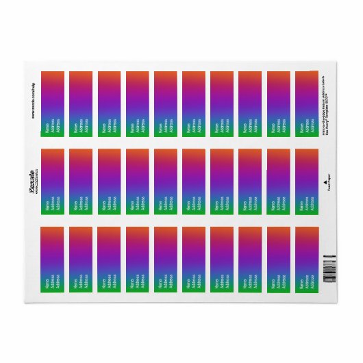 Couleurs Arc-en-ciel foncé Retourner les étiquette (Feuille entière)