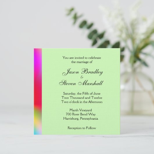 Couleurs arc-en-ciel sur Faire-part de mariage ver (Debout devant)