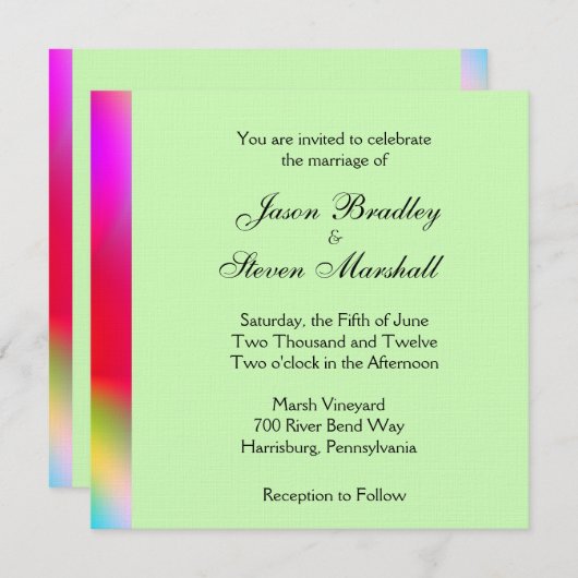 Couleurs arc-en-ciel sur Faire-part de mariage ver (Devant / Derrière)