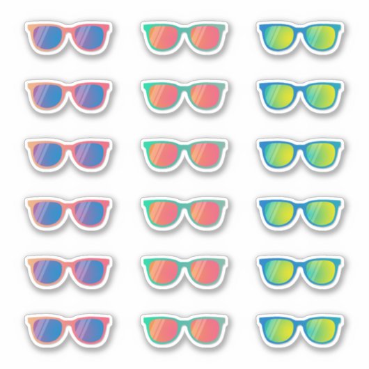 Couleurs assorties Stickers Lunettes de soleil mir (Devant)