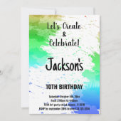 Couleurs blanches vertes Peinture Invitations Anni (Devant)