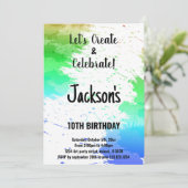 Couleurs blanches vertes Peinture Invitations Anni (Debout devant)