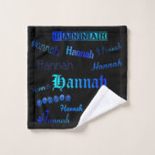 Couleurs bleues sur noir - Hannah (Gant de toilette)