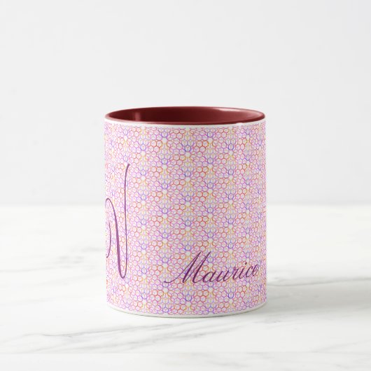Couleurs chaudes géométriques Mug monogramme (Centre)