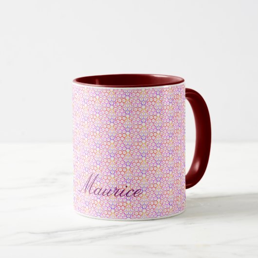 Couleurs chaudes géométriques Mug monogramme (Devant droit)