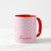 Couleurs chaudes géométriques Mug monogramme (Devant droit)