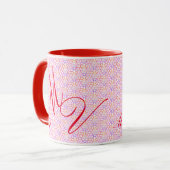 Couleurs chaudes géométriques Mug monogramme (Devant gauche)