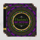 Couleurs cool Invitations de Bat mitzvah de fleurs (Devant / Derrière)