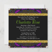 Couleurs cool Invitations de Bat mitzvah de fleurs (Dos)