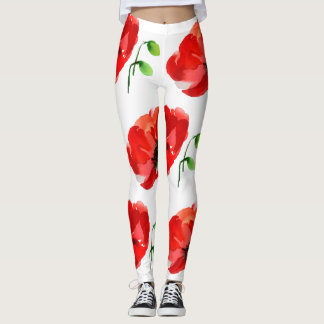 Couleurs d'aquarelles de pavot d'origine Leggings