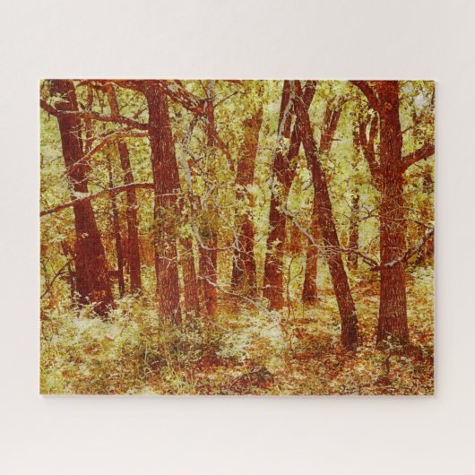 Couleurs d'automne dorées Forêt Art Puzzle (Horizontal)