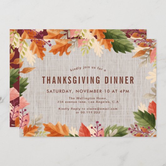 Couleurs d'automne invitation à dîner (Devant / Derrière)