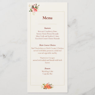 Couleurs d'automne Watercolor Floral Menu
