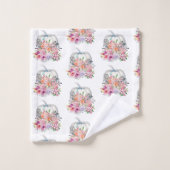 Couleurs de automne Citrouille blanc Aquarelle Flo (Gant de toilette)