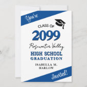 Couleurs de classe Bleu YY Graduation Invitation (Devant)