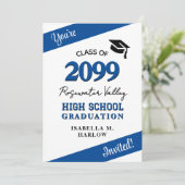 Couleurs de classe Bleu YY Graduation Invitation (Debout devant)