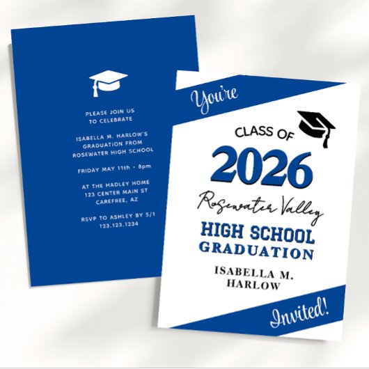 Couleurs de classe Bleu YY Graduation Invitation