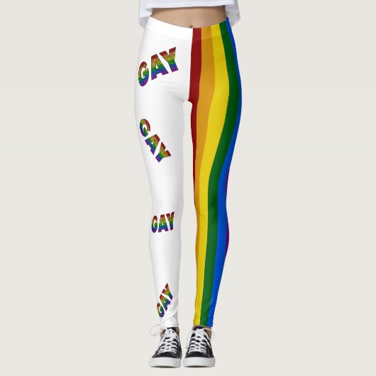 Couleurs de Fierté de Fleurs Gay Leggings rayés (Devant)