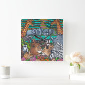 Couleurs de l'Afrique Carré Horloge murale (Maison)