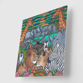 Couleurs de l'Afrique Carré Horloge murale (Angle)