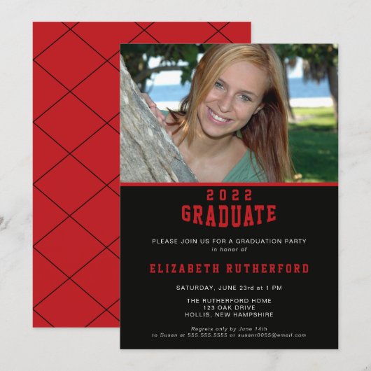 Couleurs de l'école 20XX Carte photo diplômé (Devant / Derrière)