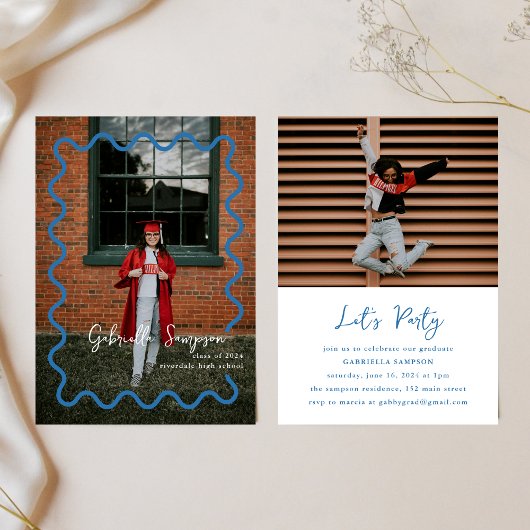 Couleurs de l'école bleue Invitations de la fête d