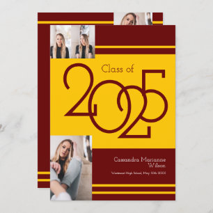 Couleurs de l'école Gold Maroon Faire-part de dipl