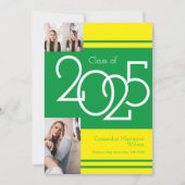 Couleurs de l'école jaune vert Faire-part de diplô (Devant)