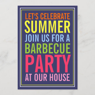 Couleurs de l'été Bold BBQ Party Invitation