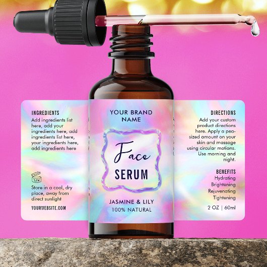 Couleurs de néon Holographie 2 OZ Étiquette de bou