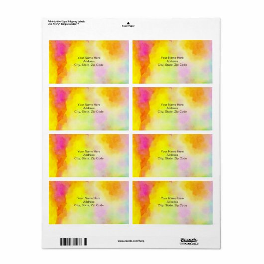 Couleurs d'eau Étiquettes jaunes (Feuille entière)