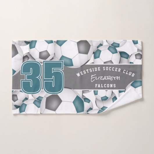 Couleurs d'équipe gris turquoise Beaucoup de balle (Serviette à main)