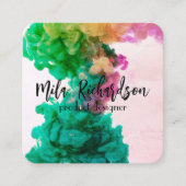 Couleurs déversées dans le carte de visite carré d (Devant)