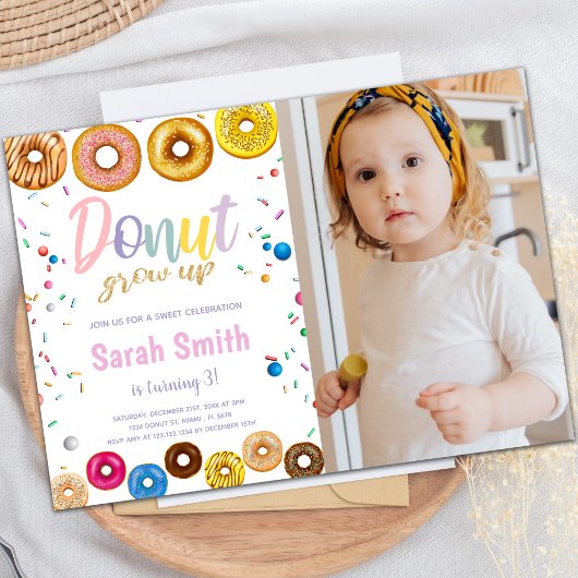 Couleurs Donut Invitations d'anniversaire avec pho