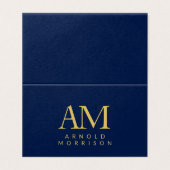 Couleurs d'or bleu Monogramme Lettre initiale Cart (Outside Unfolded)