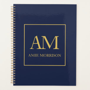 Couleurs d'or bleu Monogramme Lettres initiales No