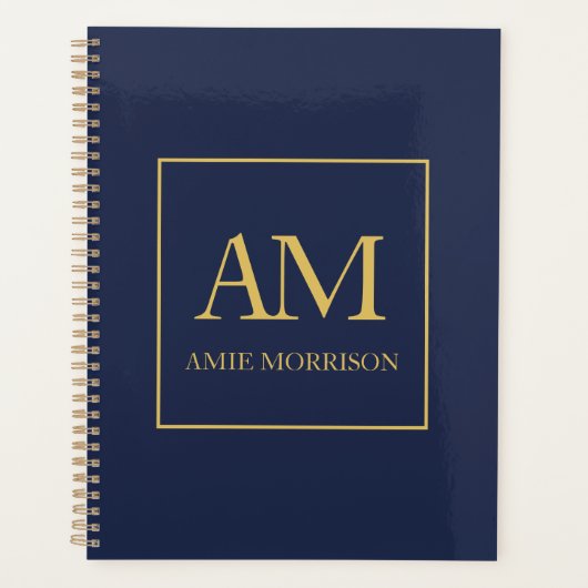 Couleurs d'or bleu Monogramme Lettres initiales No (Devant)