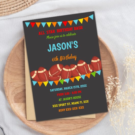 Couleurs drapeaux Football Anniversaire Invitation