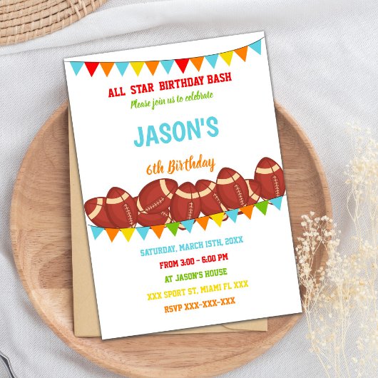 Couleurs drapeaux Football blanc Invitations d'ann