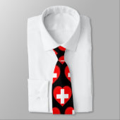 Couleurs du drapeau suisse Cravate Motif du coeur (Attaché)