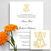 COULEURS ÉDITABLES AJ Monogram JA Logo Invitation