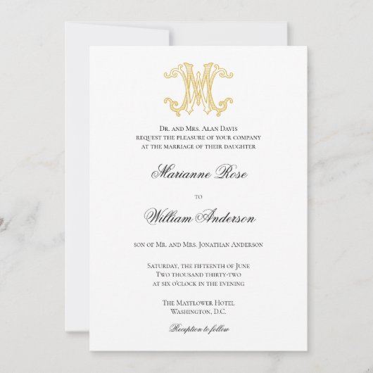 COULEURS ÉDITABLES MW Monogram WM Logo Invitation (Devant)