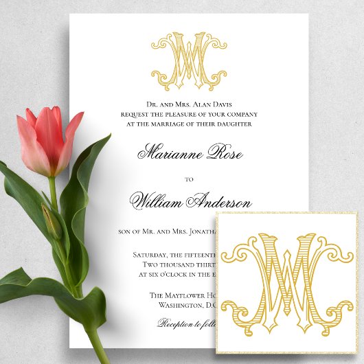 COULEURS ÉDITABLES MW Monogram WM Logo Invitation