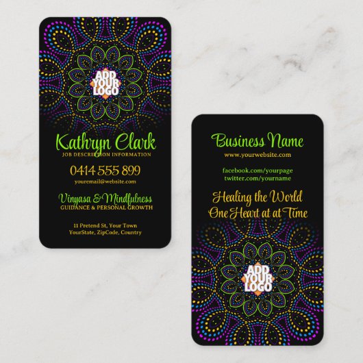 Couleurs Energy Yoga Goddess avec Carte de visite  (Devant / Derrière)