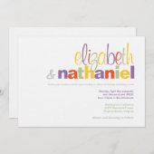 Couleurs: Faire-part de mariage typographique mode (Devant / Derrière)