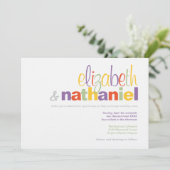 Couleurs: Faire-part de mariage typographique mode (Debout devant)